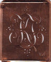 KJ - Antiquität aus Kupferblech zum Sticken von Monogrammen und mehr