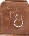 KJ - 90 Jahre alte Stickschablone für hübsche Handarbeits Monogramme