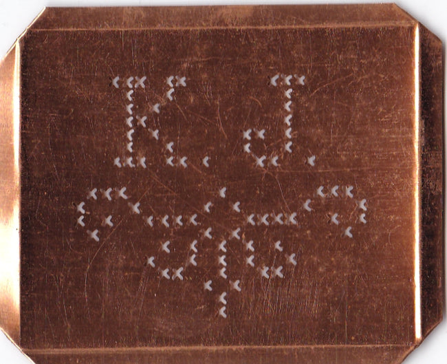 KJ - Alte niedliche Kreuzstich Monogramm Schablone