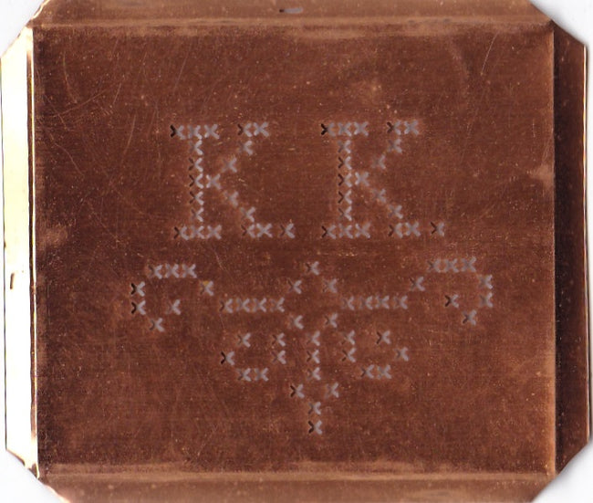 KK - Alte niedliche Kreuzstich Monogramm Schablone