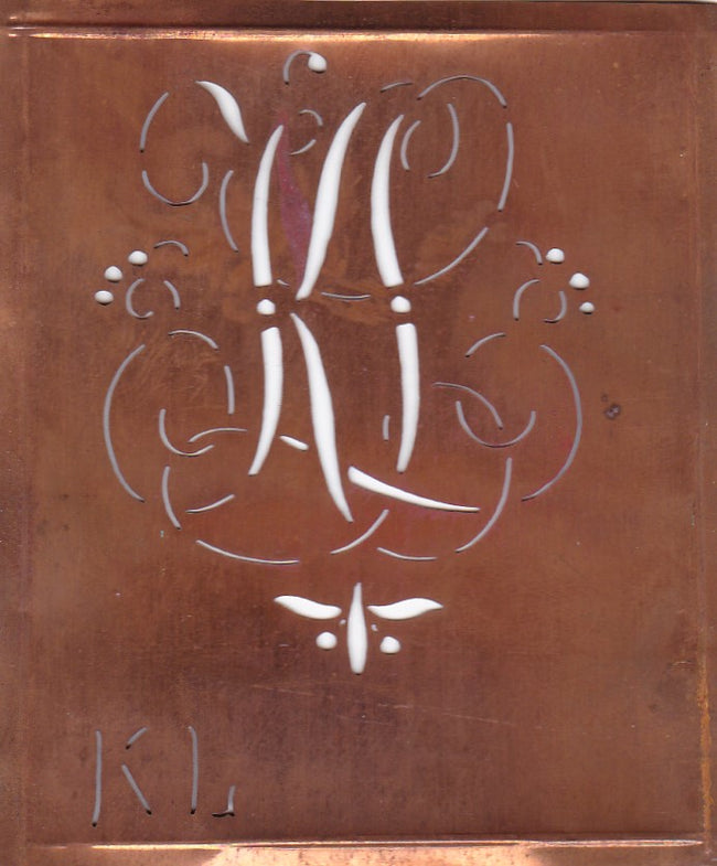 KL - Hübsche alte verschnörkelte Monogrammschablone