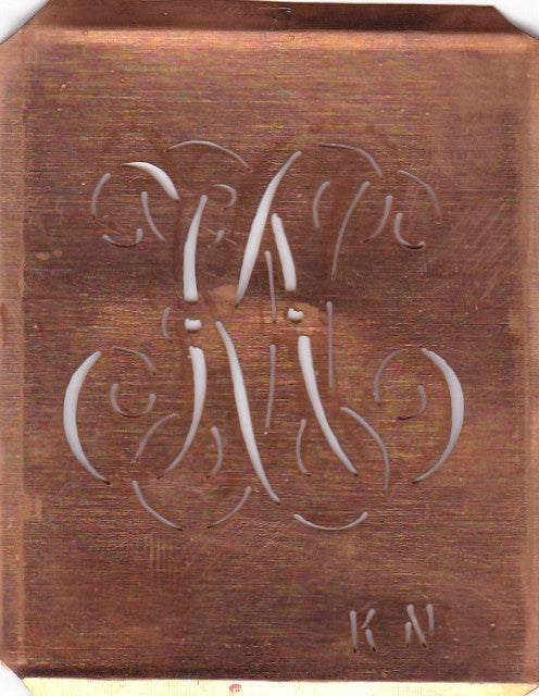 KN - Alte Monogramm Schablone zum Sticken