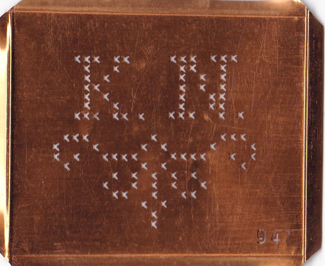 KN - Alte niedliche Kreuzstich Monogramm Schablone