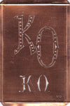 KO - Interessante alte Kupfer-Schablone zum Sticken von Monogrammen
