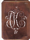 KO - Alte Monogramm Schablone mit Schnörkeln