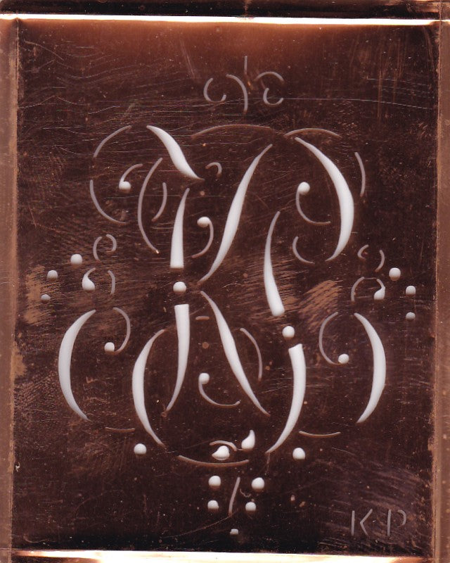 KP - Alte Monogramm Schablone mit Schnörkeln