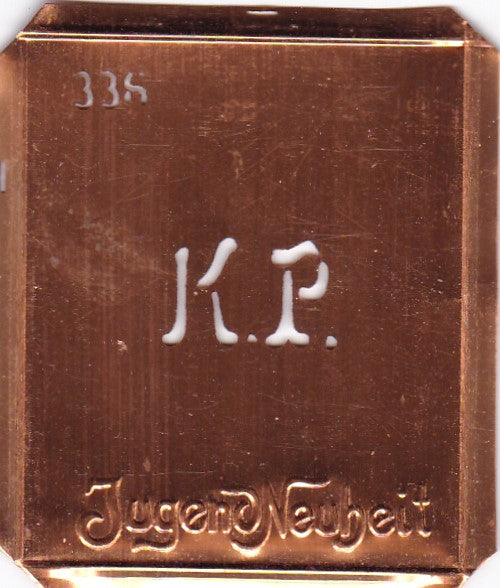 KP - Kleine Monogramm Schablone zum Besticken von Herrenhemden