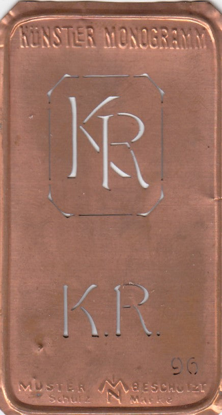 KR - Alte Jugendstil Stickschablone - Medaillon-Design