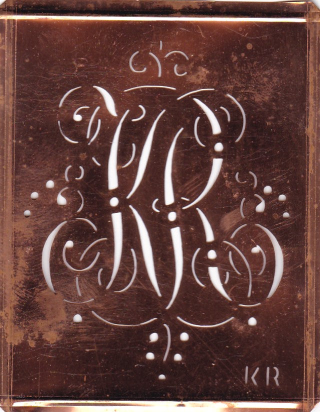KR - Alte Monogramm Schablone mit Schnörkeln