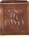 KT - Hübsche alte Kupfer Schablone mit 3 Monogramm-Ausführungen