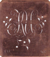 KU - Alte Schablone aus Kupferblech mit klassischem verschlungenem Monogramm 