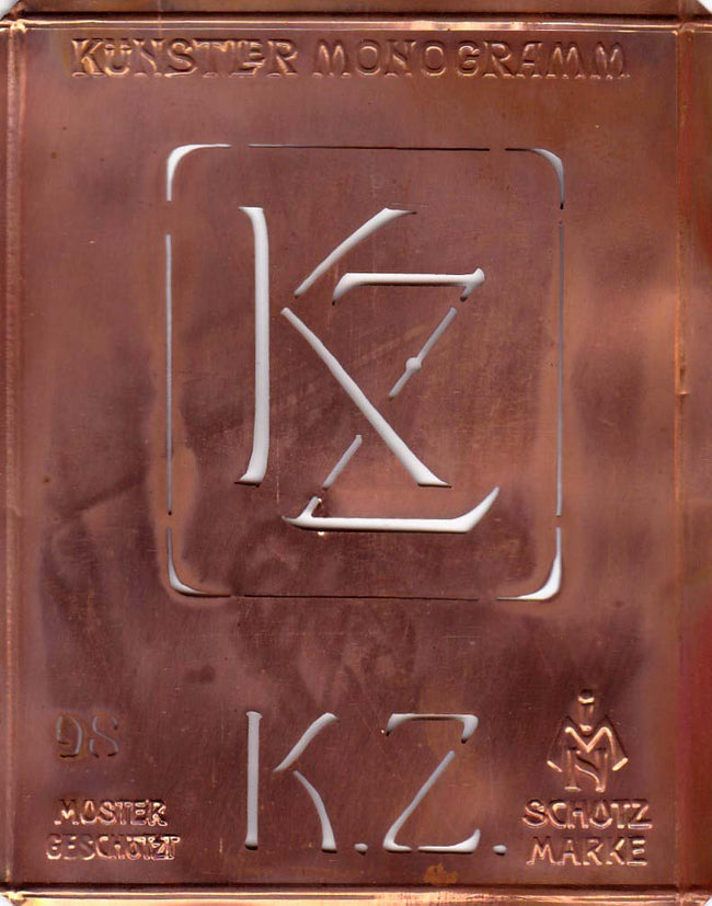 KZ - Besondere Jugendstil Monogrammschablone