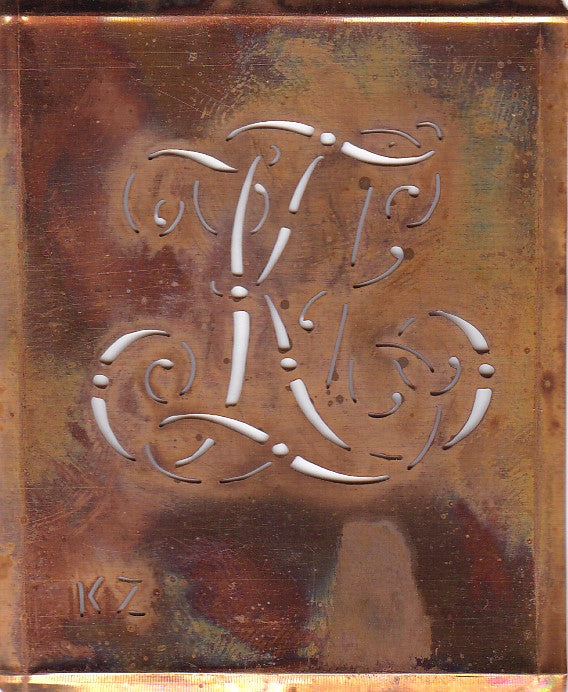 KZ - Alte verschlungene Monogramm Stick Schablone