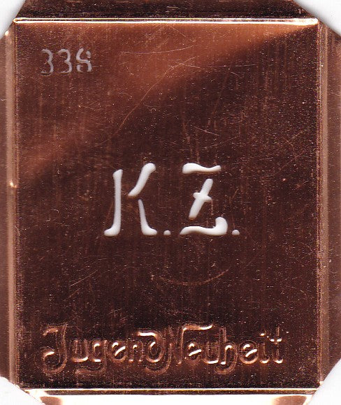 KZ - Kleine Monogramm Schablone zum Besticken von Herrenhemden