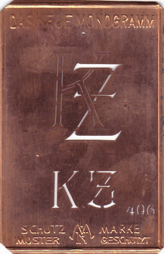 KZ - Alte Jugendstil Monogrammschablone