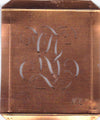 KZ - Hübsche alte Kupfer Schablone mit 3 Monogramm-Ausführungen