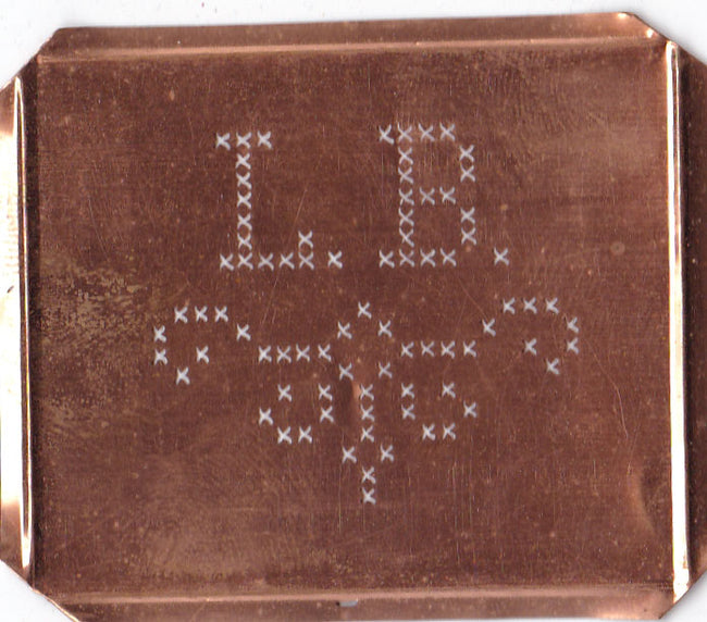 LB - Alte niedliche Kreuzstich Monogramm Schablone
