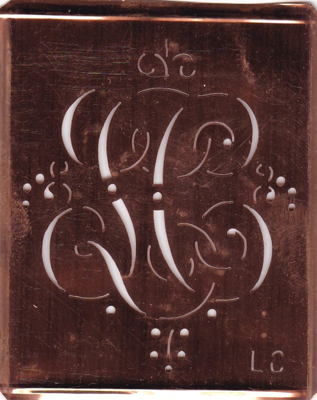 LC - Alte Monogramm Schablone mit nostalgischen Schnörkeln