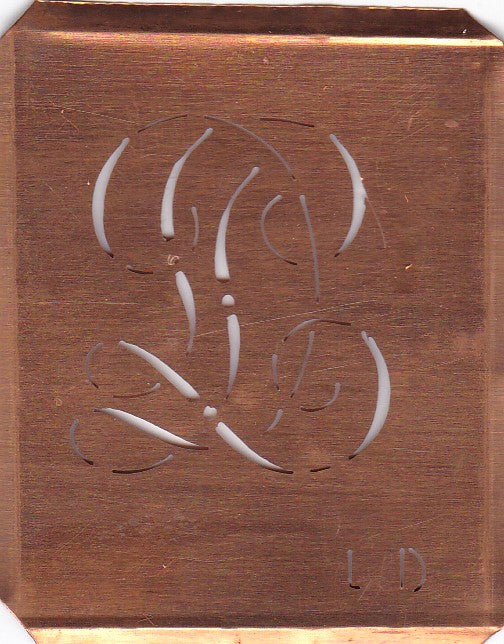 LD - Alte Monogramm Schablone zum Sticken