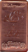 www.knopfparadies.de - LE - Alte Stickschablone mit 2 zarten Monogrammen