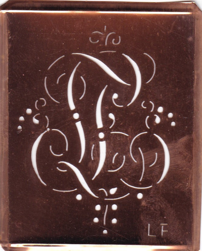 LF - Alte Monogramm Schablone mit Schnörkeln