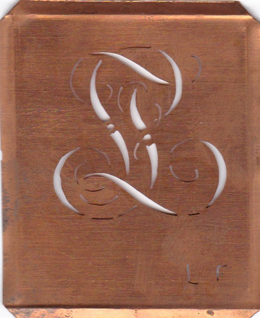LF - Alte Monogramm Schablone zum Sticken