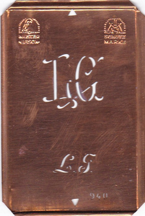 LG - Alte Monogramm Schablone zum Sticken