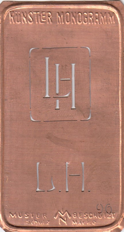 LH - Alte Jugendstil Stickschablone - Medaillon-Design