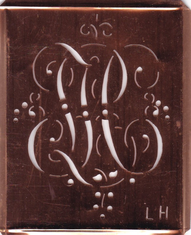 LH - Alte Monogramm Schablone mit nostalgischen Schnörkeln