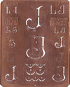 LJ - Uralte Monogrammschablone aus Kupferblech