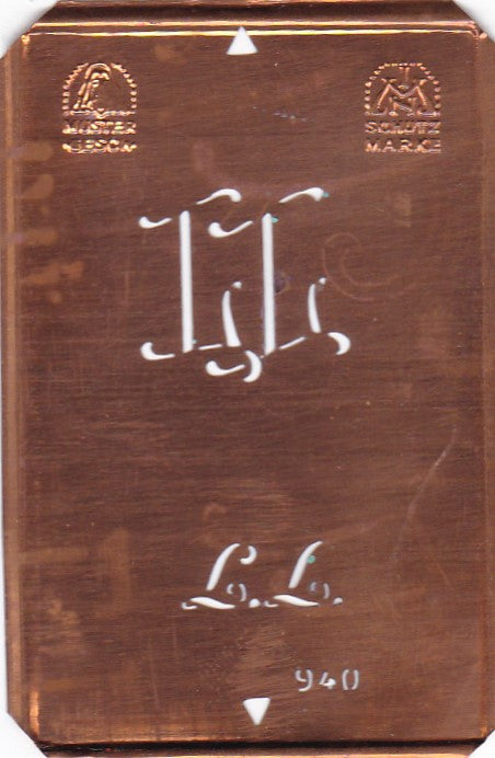 LL - Alte Monogramm Schablone zum Sticken