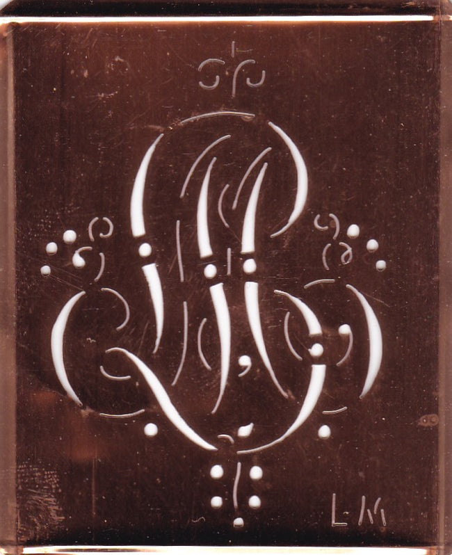 LM - Alte Monogramm Schablone mit Schnörkeln