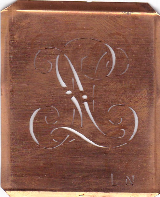 LN - Alte Monogramm Schablone zum Sticken