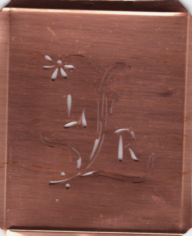 LR - Hübsche, verspielte Monogramm Schablone Blumenumrandung