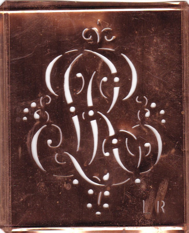 LR - Alte Monogramm Schablone mit nostalgischen Schnörkeln