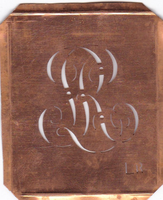 LR - Alte Monogramm Schablone zum Sticken und vieles mehr