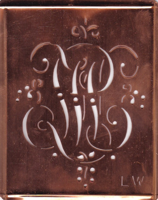 LW - Alte Monogramm Schablone mit Schnörkeln