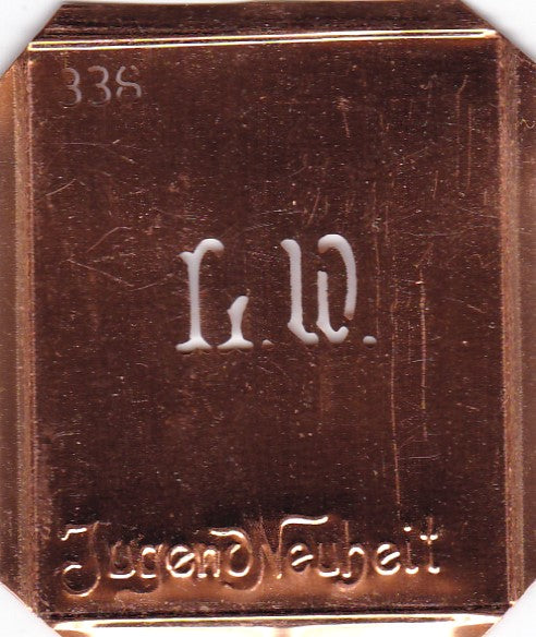 LW - Kleine Monogramm Schablone zum Besticken von Herrenhemden