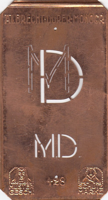 MD - Kleine Monogramm-Schablone in Jugendstil-Schrift