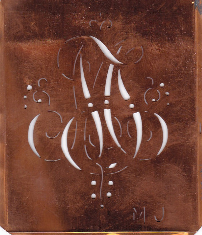 MJ - Hübsche alte verschnörkelte Monogrammschablone