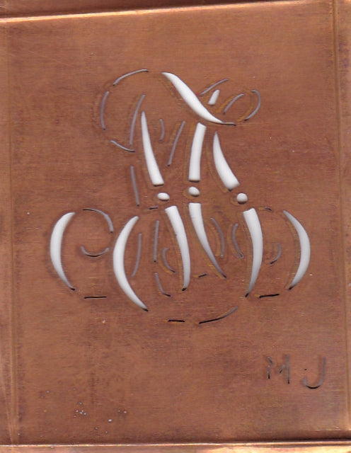 MJ - Uralte Monogramm Schablone zum Sticken