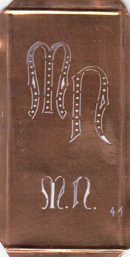 MN - Alte Monogramm Schablone zum Sticken