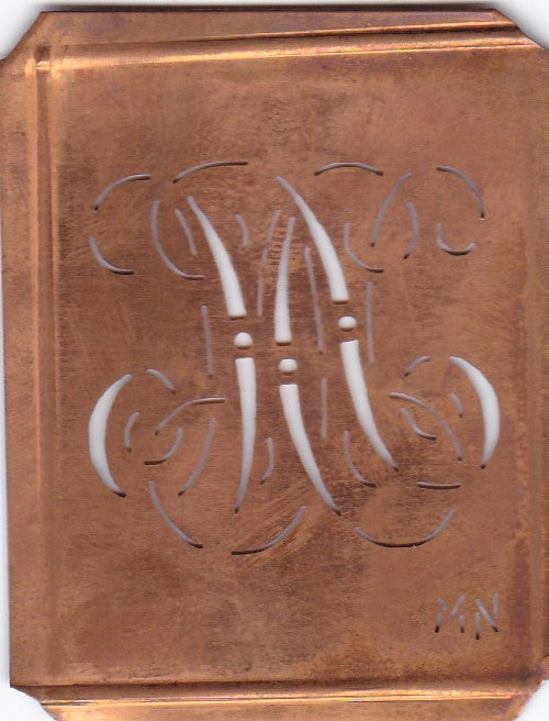 MN - Alte Monogramm Schablone zum Sticken