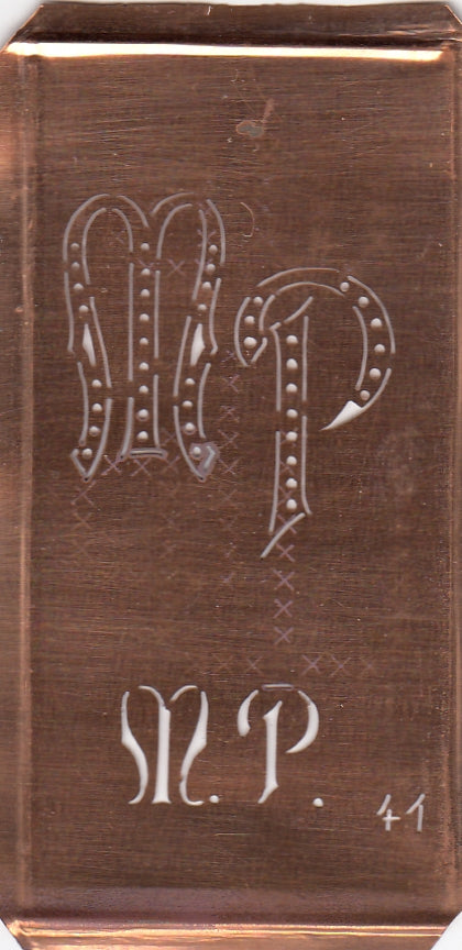 MP - Alte Monogramm Schablone zum Sticken