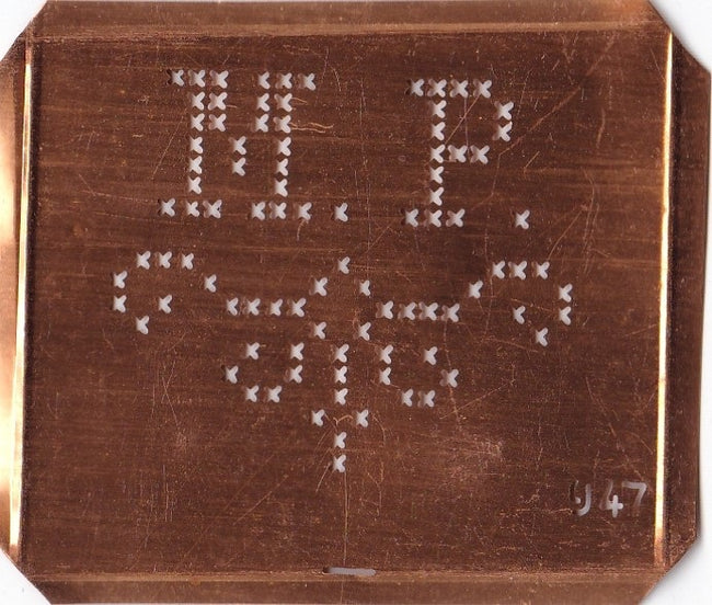 MP - Alte niedliche Kreuzstich Monogramm Schablone