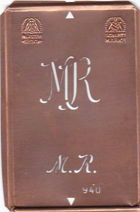 MR - Alte Monogramm Schablone nicht nur zum Sticken