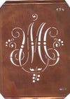 MU - Alte Monogramm Schablone mit Schnörkeln