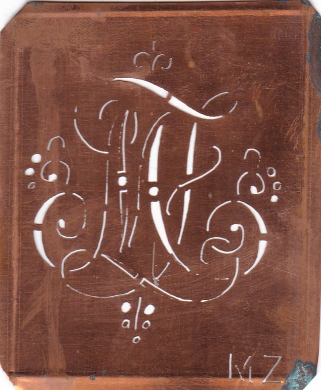 MZ - Hübsche alte verschnörkelte Monogrammschablone