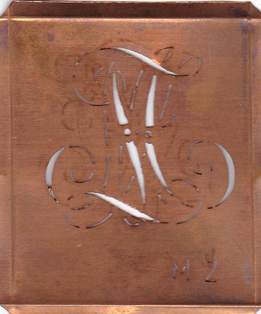 MZ - Uralte Monogramm Schablone zum Sticken