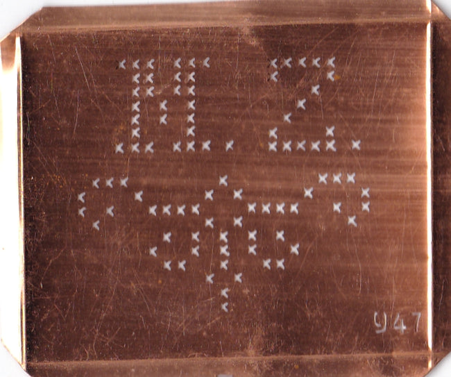 MZ - Alte niedliche Kreuzstich Monogramm Schablone